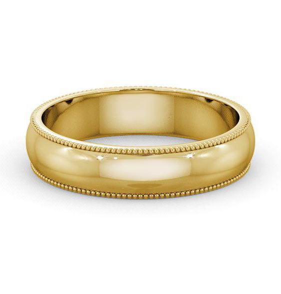 Mens D Shape with Milgrain Wedding Ring 18K Yellow Gold WBM7_YG_THUMB1