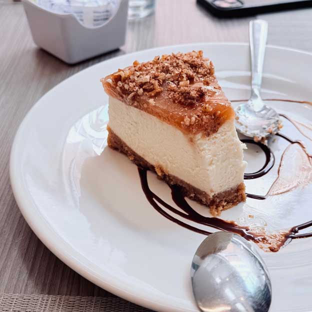 In a Restaurant With Dessert